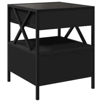Noptieră cu LED infinity, negru, 40x40x51 cm - Img 7