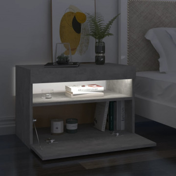 Noptieră cu lumini LED, gri beton, 60x35x40 cm - Img 4