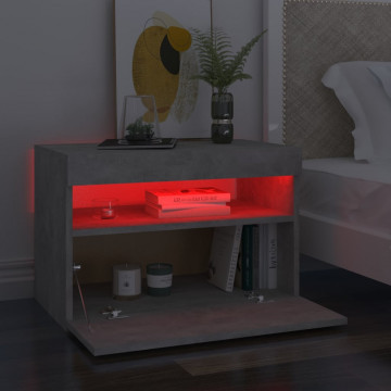 Noptieră cu lumini LED, gri beton, 60x35x40 cm - Img 8