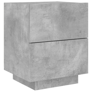Noptieră cu lumini LED, gri beton, lemn prelucrat - Img 3