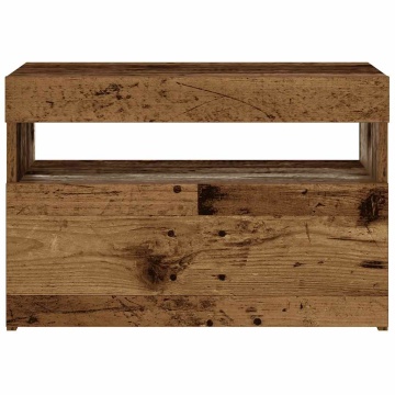 Noptiera cu lumini LED Lemn vechi 60x35x40 cm Lemn prelucrat - Img 6