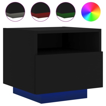Noptieră cu lumini LED, negru, 40x39x37 cm - Img 2