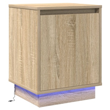 Noptieră cu lumini LED stejar sonoma 39x34,5x50 cm - Img 2