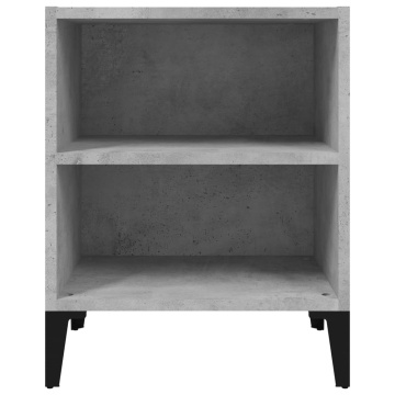Noptieră cu picioare metalice, gri beton, 40x30x50 cm - Img 4