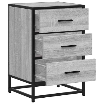 Noptiera gri Sonoma 40x34,5x60 cm lemn prelucrat si metal - Img 7