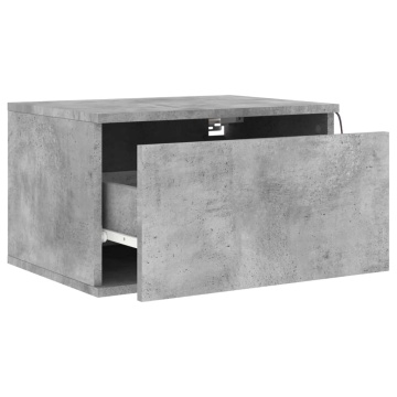 Noptieră montată pe perete cu lumini LED, gri beton - Img 5