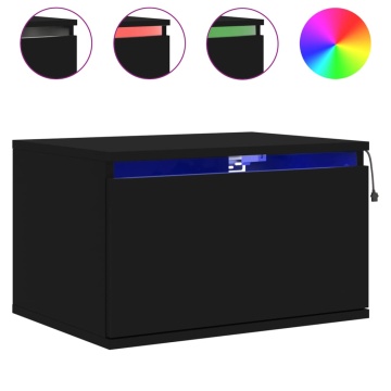 Noptieră montată pe perete cu lumini LED, negru - Img 2