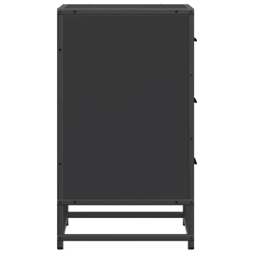 Noptiera neagra 40x34,5x60 cm lemn prelucrat si metal - Img 5
