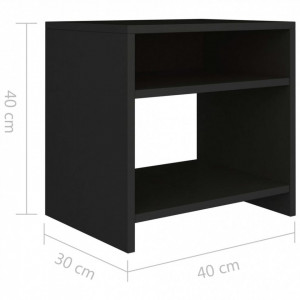 Noptieră, negru, 40 x 30 x 40 cm, PAL - Img 6