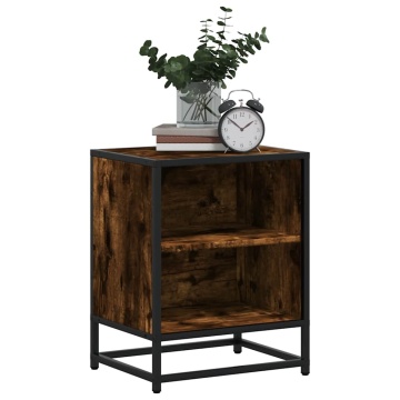 Noptiera stejar afumat 40x31x50 cm lemn prelucrat si metal - Img 4