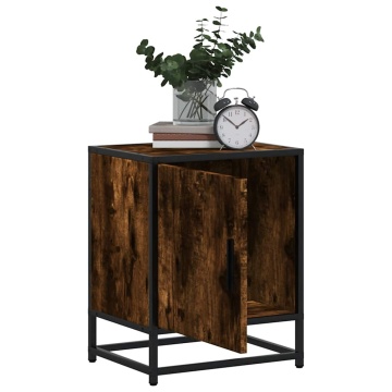 Noptiera stejar afumat 40x31x50 cm lemn prelucrat si metal - Img 4
