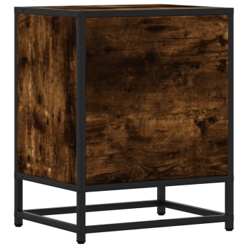 Noptiera stejar afumat 40x31x50 cm lemn prelucrat si metal - Img 6