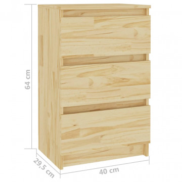 Noptiere, 2 buc, 40x29,5x64 cm, lemn masiv de pin - Img 6