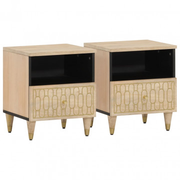 Noptiere, 2 buc., 40x33x46 cm, lemn masiv de acacia - Img 4