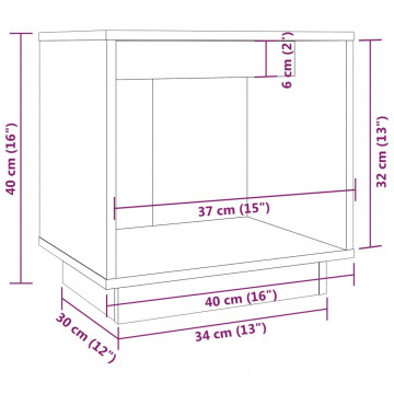 Noptiere, 2 buc., gri, 40x30x40 cm, lemn masiv de pin - Img 7