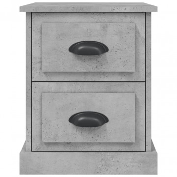 Noptiere, 2 buc, gri beton, 39x39x47,5 cm, lemn prelucrat - Img 7
