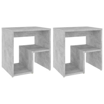 Noptiere, 2 buc., gri beton, 40x30x40 cm, PAL - Img 2