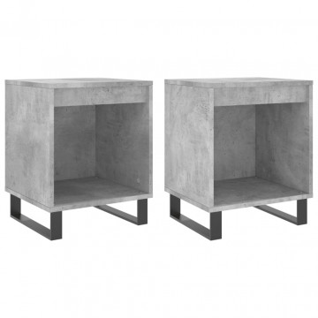 Noptiere, 2 buc., gri beton, 40x35x50 cm, lemn compozit - Img 2