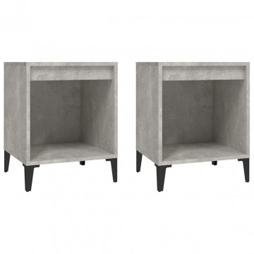 Noptiere, 2 buc., gri beton, 40x35x50 cm - Img 2