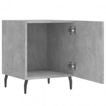 Noptiere, 2 buc., gri beton, 40x40x50 cm, lemn compozit - Img 8
