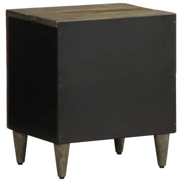 Noptiere 2 buc Gri deschis 40x33x46 cm Lemn masiv de mango - Img 5