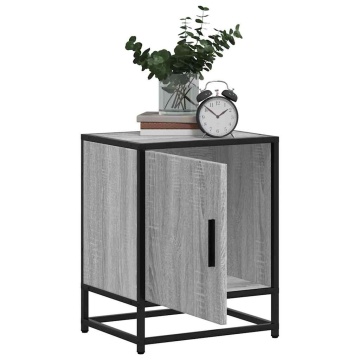 Noptiere 2 buc Gri Sonoma 40x31x50 cm lemn prelucrat și metal - Img 4