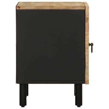 Noptiere, 2 buc., negru, 40x33,5x46 cm, lemn masiv mango brut - Img 8
