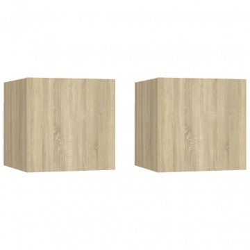 Noptiere, 2 buc., stejar Sonoma, 30,5x30x30cm, PAL - Img 1