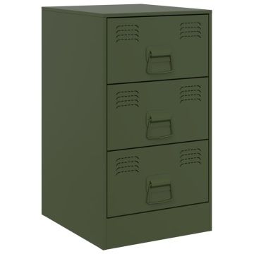 Noptiere, 2 buc., verde olive, 34,5x39x62 cm, oțel - Img 8