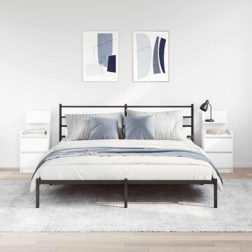 Noptiere cu 2 sertare 2 buc Alb 38x34x80 cm - Img 3
