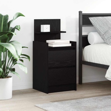 Noptiere cu 2 sertare 2 buc Negru 38x34x80 cm - Img 1
