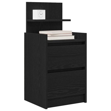 Noptiere cu 2 sertare 2 buc Negru 38x34x80 cm - Img 4
