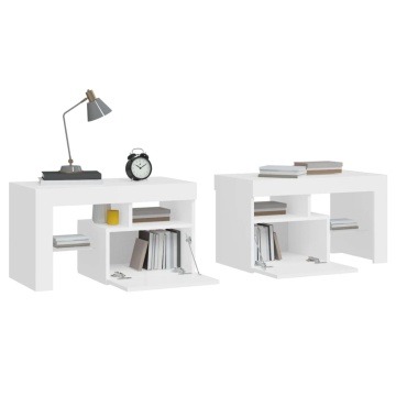 Noptiere cu lumini LED, 2 buc., alb, 70x36,5x40 cm - Img 6