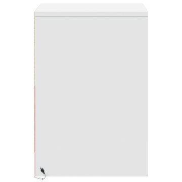 Noptiere cu lumini LED, 2 buc., alb, lemn prelucrat - Img 6
