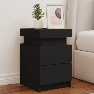 Noptiere cu lumini LED, 2 buc., negru, 35x39x55 cm - Img 1
