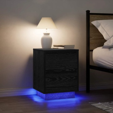 Noptiere cu lumini LED 2 buc Negru 38x34x50 cm - Img 1