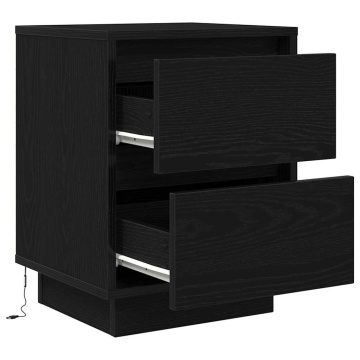 Noptiere cu lumini LED 2 buc Negru 38x34x50 cm - Img 7
