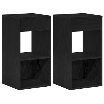 Noptiere cu sertar 2 buc stejar negru 35x34x66,5 cm - Img 2