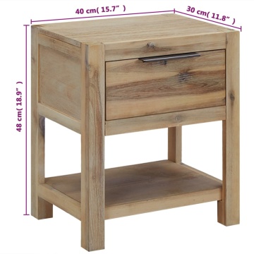 Noptiere cu sertare, 2 buc., 40x30x48 cm, lemn masiv de acacia - Img 8