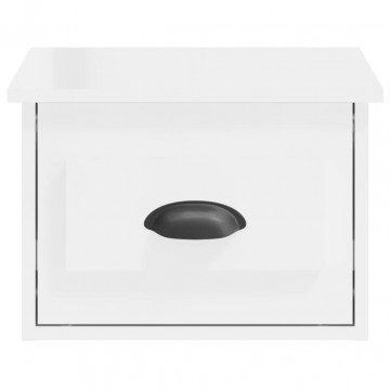 Noptiere de perete, 2 buc., alb extralucios, 41,5x36x28 cm - Img 6