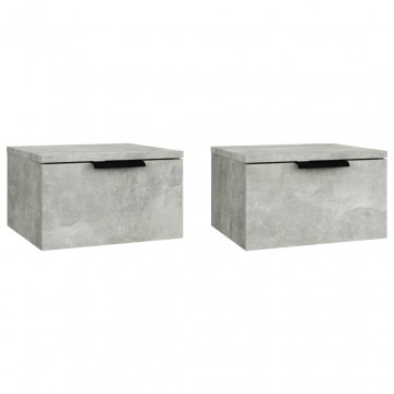 Noptiere de perete, 2 buc., gri beton, 34x30x20 cm - Img 2