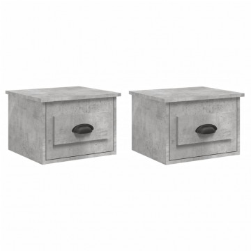 Noptiere de perete, 2 buc., gri beton, 41,5x36x28 cm - Img 2