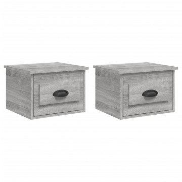 Noptiere de perete, 2 buc., gri sonoma, 41,5x36x28 cm - Img 2