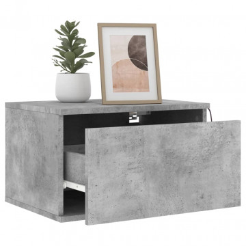 Noptiere montate pe perete cu lumini LED, 2 buc., gri beton - Img 4