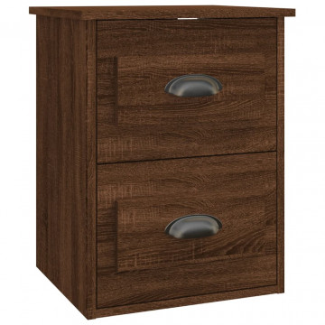 Noptiere suspendate pe perete, 2 buc, stejar maro, 41,5x36x53cm - Img 6
