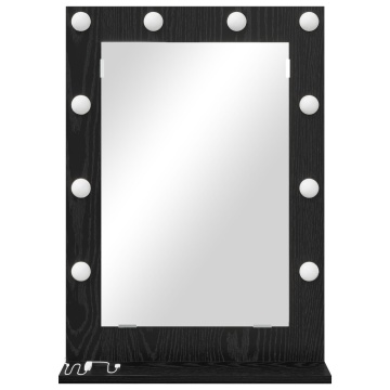 Oglindă cu LED-uri Negru Stejar 70x50x18 cm - Img 2