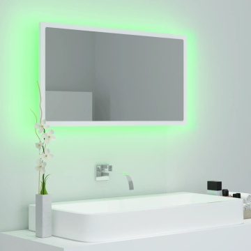 Oglindă de baie cu LED, alb, 80x8,5x37 cm, acril - Img 8