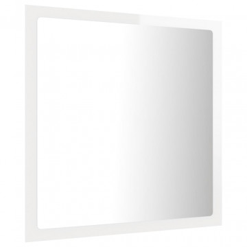 Oglindă de baie cu LED, alb extralucios, 40x8,5x37 cm - Img 6