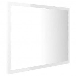 Oglindă de baie cu LED, alb extralucios, 60x8,5x37 cm, PAL - Img 6