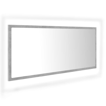 Oglindă de baie cu LED, gri beton, 100x8,5x37 cm, acril - Img 2